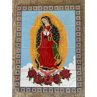 Imagen Guadalupe En 12 Baldosas Con Marco