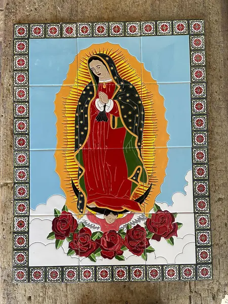 Imagen Guadalupe En 12 Baldosas Con Marco