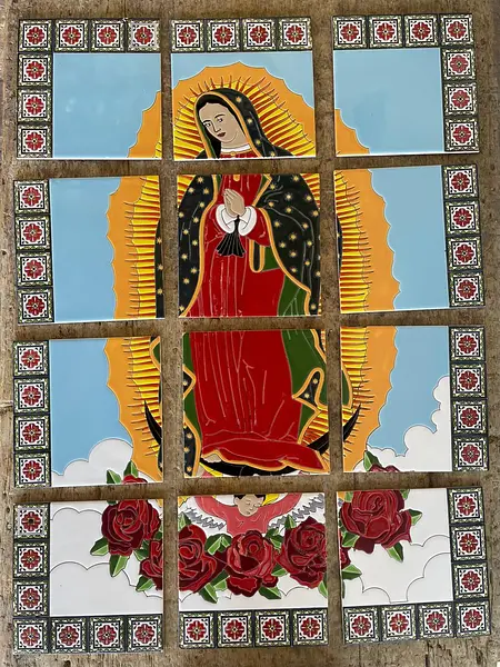 Imagen Guadalupe En 12 Baldosas Con Marco