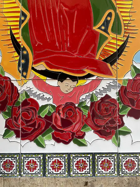 Imagen Guadalupe En 12 Baldosas Con Marco