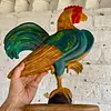 Gallo Tallado Artesanalmente Pintado A Mano