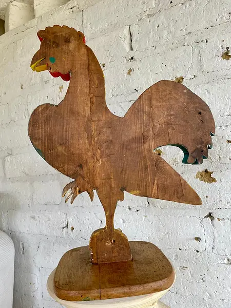Gallo Tallado Artesanalmente Pintado A Mano