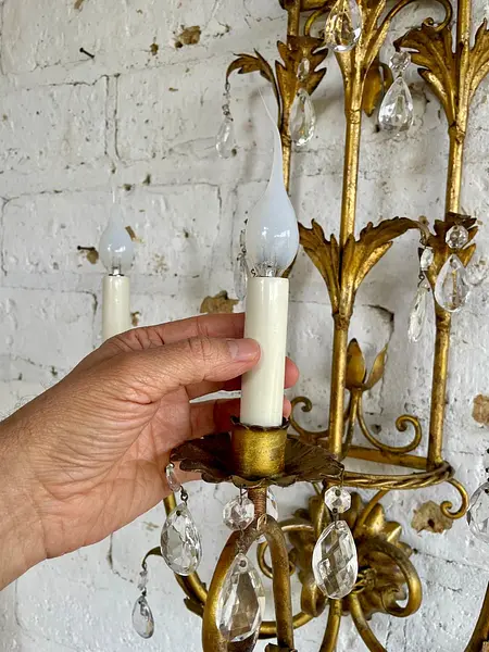 Lámpara Aplique De Pared 3 Luces - Italia 1970