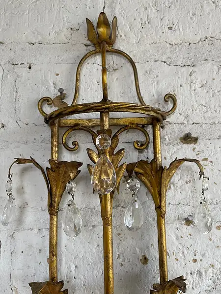 Lámpara Aplique De Pared 3 Luces - Italia 1970