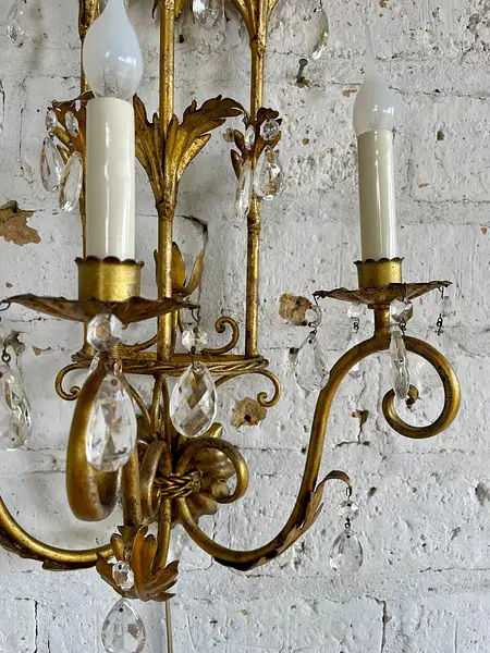 Lámpara Aplique De Pared 3 Luces - Italia 1970