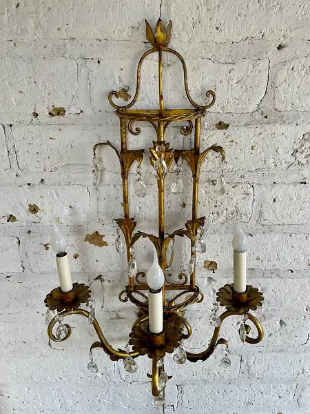 Lámpara Aplique De Pared 3 Luces - Italia 1970