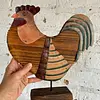 Figura De Gallo Rústico De Madera Y Metal