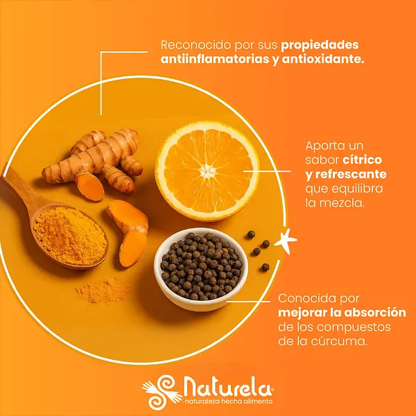 Bebida De Cúrcuma Con Extracto De Pimienta Y Naranja
