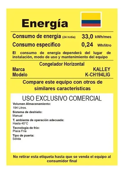 Congelador Kalley 194l Inverter