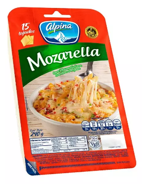 Queso Mozarella Alpina Tajado 240 G X 15 Tajadas