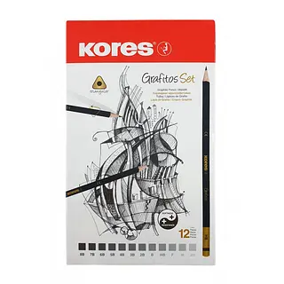 Set Lapiz Dibujo X12 Graduado Triangular Kores