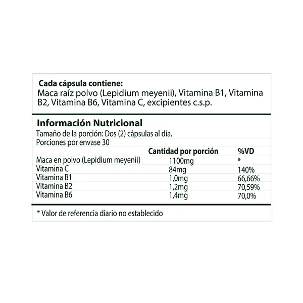 Cápsulas De Maca Vitaminas Del Complejo B Y Vitamina C