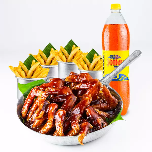 Combo Alitas Bbq x 16 + 4 Papas A La Francesa + Colombiana 1.5 Litros