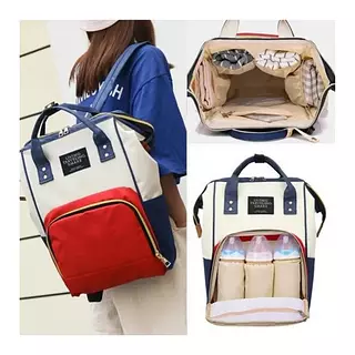 Pañalera Morral Azul Rojo