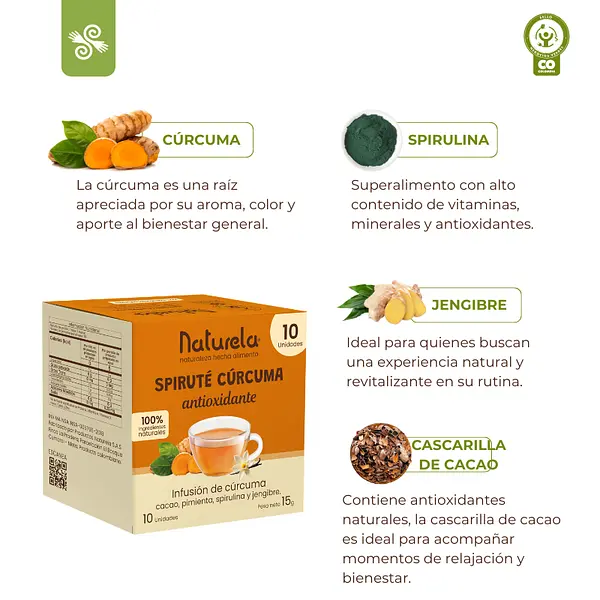Spiruté Cúrcuma X 10 | Infusión Dorada Antioxidante