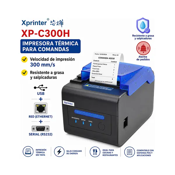 Impresora Térmica De Recibos Xprinter Xp-C300 Comanda