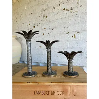 Candelabros Palmeras X 3 En Metal Fundido - Italia 1960