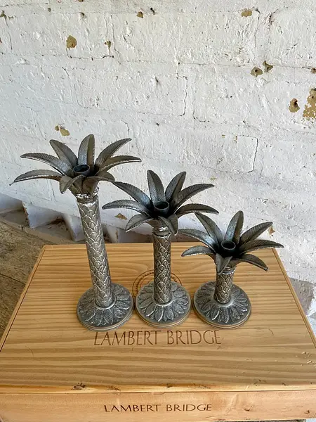 Candelabros Palmeras X 3 En Metal Fundido - Italia 1960
