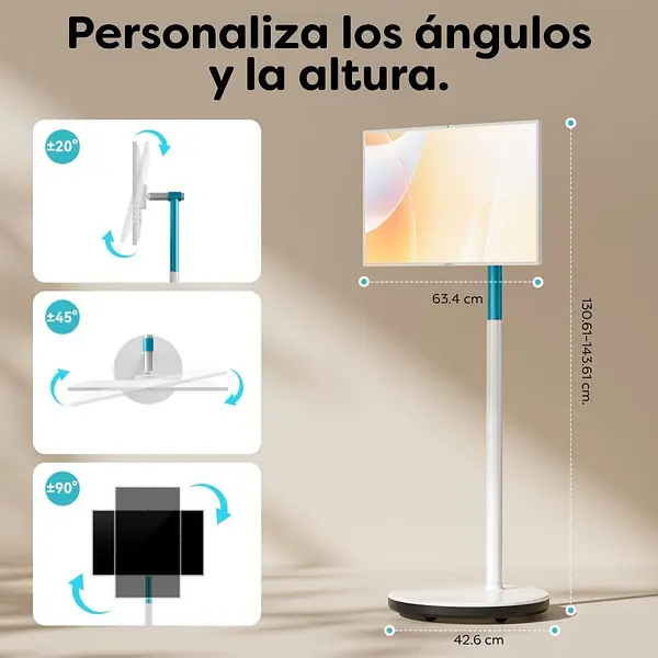 Monitor Táctil Giratorio Portátil Con Ruedas De 27"