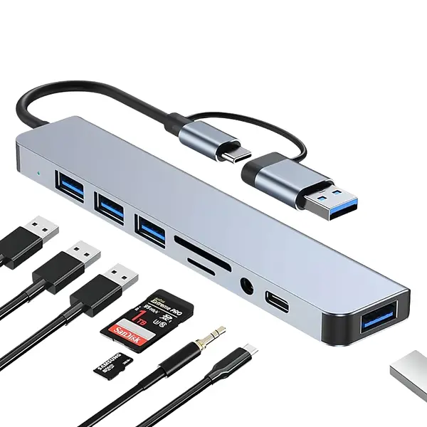 Hub Adaptador Multipuertos Usb C Usb 3.0 Lector Tarjeta Sd