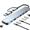 Hub 2 En 1 Usb - C 7 Puertos Usb 2.0 - 3.0 Type C