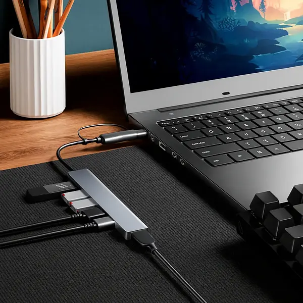 Hub 2 En 1 Usb - C 7 Puertos Usb 2.0 - 3.0 Type C