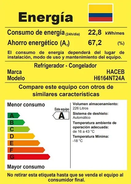 Nevera Haceb No Frost 243 Litros Inverter Manija Integrada