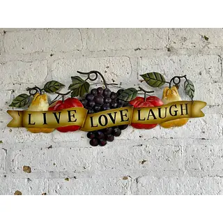 Placa Con Frutas Hojas Y Cinta "Vive, Ama, Rie"