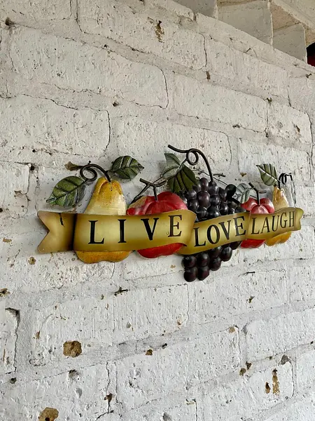 Placa Con Frutas Hojas Y Cinta "Vive, Ama, Rie"