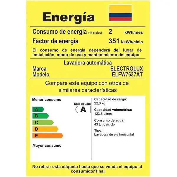 Lavadora Electrolux Carga Frontal 21kg Inverter Gris