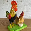Gallo Y Gallina Tallados En Madera -India 1995