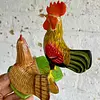 Gallo Y Gallina Tallados En Madera -India 1995