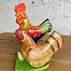 Gallo Y Gallina Tallados En Madera -India 1995