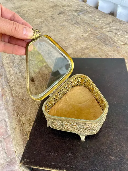 Joyero De Ormolú Vidrio Biselado - Francia 1950