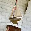 Velero Rústico De Madera Y Lona
