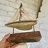 Velero Rústico De Madera Y Lona