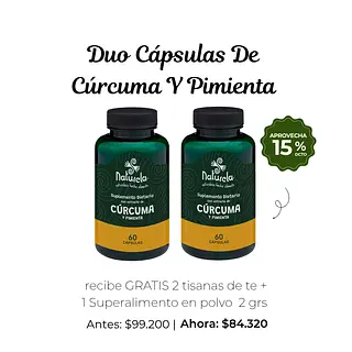 Duo Cápsulas Con Extracto De Cúrcuma Y Pimienta