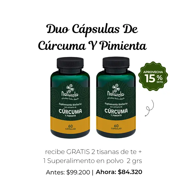 Duo Cápsulas Con Extracto De Cúrcuma Y Pimienta