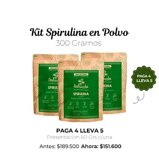 Kit Spirulina / Espirulina Polvo | 60 Grs Paga 4 Lleva5