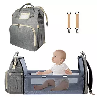 Pañalera Morral Plegable Cambiador Gris