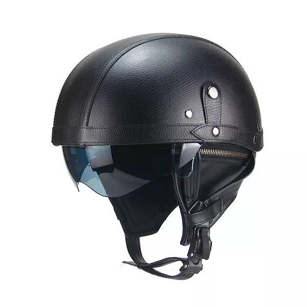 Retro Pu Moto Medio Casco Cara Abierta con Visera Moto Scooter Crucero