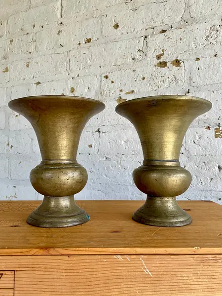 Floreros X 2 En Bronce - India 1950