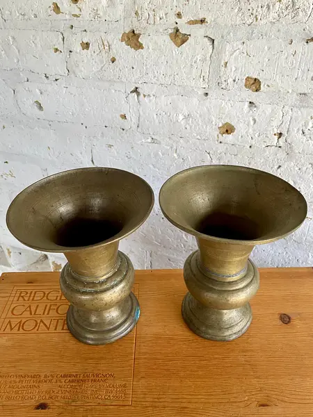 Floreros X 2 En Bronce - India 1950