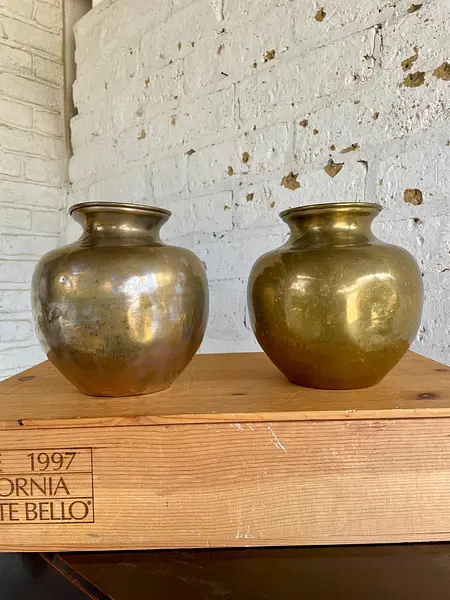 Floreros X 2 En Bronce - 1950