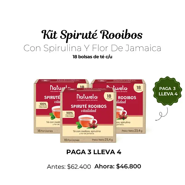 Kit Spiruté Rooibos Con Spirulina Y Flor De Jamaica