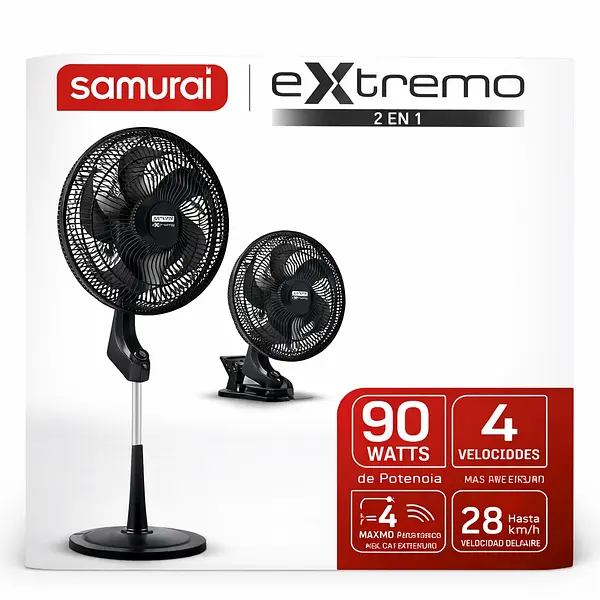 Ventilador Samurai Extremo 2 En 1 Negro