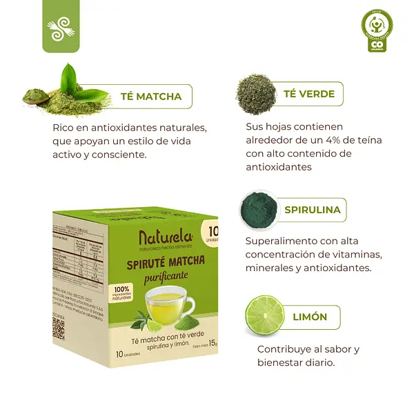 Spiruté Matcha Con Spirulina X10 | Purificante