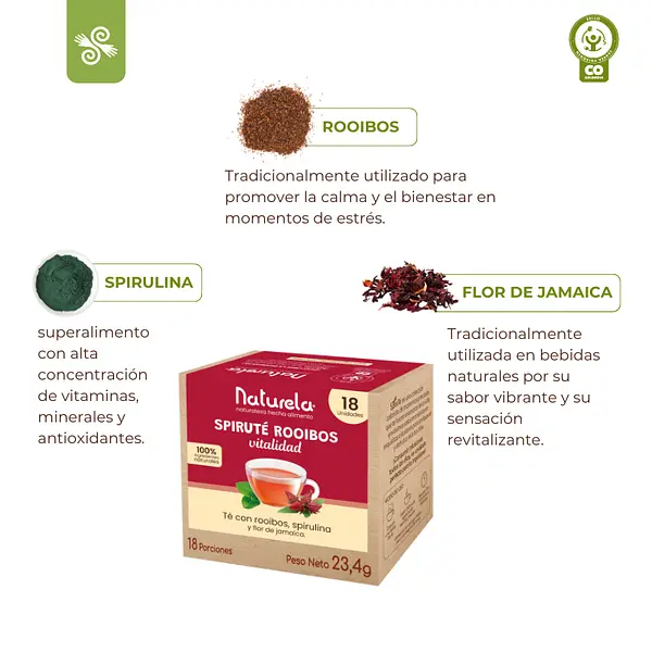 Spiruté Rooibos Con Spirulina Y Flor De Jamaica