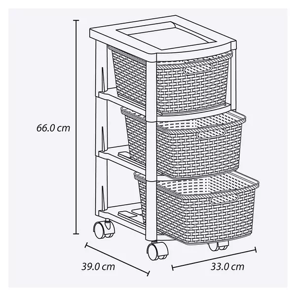 Cajonero Rimax Rattan 3 Gavetas