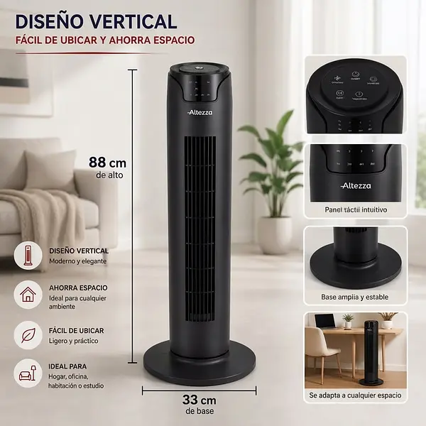 Ventilador Altezza En Torre 36" Control Remoto 2225